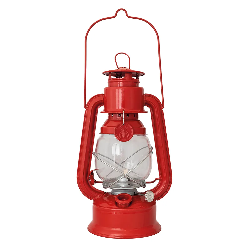 lampe tempête luciole de couleur cerise sur fond blanc