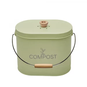 Packshot d'un composteur de cuisine vert de contenance 7L sur fond blanc